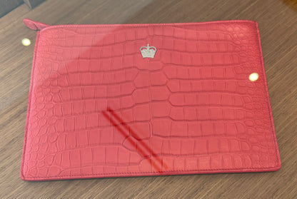 alligator small lady's document holder/white gold