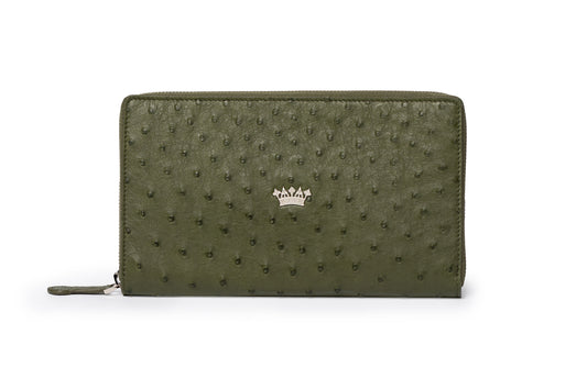 Zipper Wallet Ostrich Men's